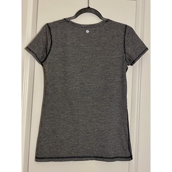LULULEMON Lively Crewneck Tee‎ Vitasea White Black Microstripe Sz 8 (18" PTP) - Picture 2 of 3